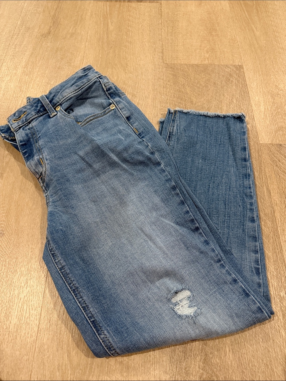 Maurices Light Blue Distressed Straight-Leg Jeans